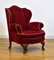 Upholstered Red Velour Wing Back Armchair, 1920s 10