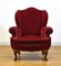 Upholstered Red Velour Wing Back Armchair, 1920s 2