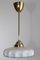 Lampada a sospensione viennese in ottone con paralume in vetro opalino bianco, inizio XX secolo, Immagine 8