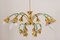 Italian 12-Arm Chandelier with Green Leaves, 1960s 1