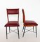 Mid-Century Italian Chestnut and Leatherette Chairs, 1950s, Set of 4 1