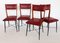 Mid-Century Italian Chestnut and Leatherette Chairs, 1950s, Set of 4, Image 6