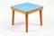 Small Wooden Side Table with Blue Top, 1970s, Image 1