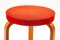 Red Fabric & Wood Stool by Alvar Aalto, 1960s 3