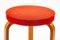 Red Fabric & Wood Stool by Alvar Aalto, 1960s, Image 3