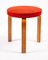 Red Fabric & Wood Stool by Alvar Aalto, 1960s 2