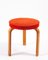 Red Fabric & Wood Stool by Alvar Aalto, 1960s 1