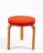 Red Fabric & Wood Stool by Alvar Aalto, 1960s, Image 1