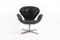 Schwarzer Swan Chair aus Leder von Arne Jacobsen für Fritz Hansen, 1960er 1