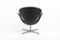 Sedia Swan in pelle nera di Arne Jacobsen per Fritz Hansen, anni '60, Immagine 5