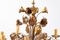 Lámpara de araña floral de metal dorado, años 70, Imagen 5