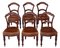 Antique Victorian Leather & Walnut Balloon Back Dining Chairs, 1880s, Set of 6 1