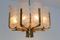 Swedish Brass Chandelier with 8 Glass Leaves by Carl Fagerlund for Orrefors, 1960s 8