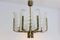 Swedish Brass Chandelier with 8 Glass Leaves by Carl Fagerlund for Orrefors, 1960s 13