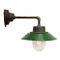 Vintage Industrial Green Enamel, Cast Iron & Glass Wall Lamp 1