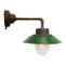 Vintage Industrial Green Enamel, Cast Iron & Glass Wall Lamp, Image 1