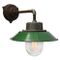 Vintage Industrial Green Enamel, Cast Iron & Glass Wall Lamp, Image 2