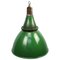 Vintage Industrial British Green Enamel Pendant Light, Image 2