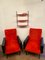 Red Faux Fur Armchairs, 1950s, Set of 2 1