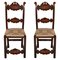 Venetian Gothic Style Carved Walnut Side Chairs, 1800s, Set of 2 1