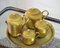 Juego de té de aluminio dorado grabado, años 50, Imagen 1