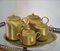 Engraved Golden Aluminum Tea Set, 1950s, Set of 5 4