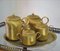 Juego de té de aluminio dorado grabado, años 50, Imagen 4
