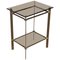 Small Brass & Glass 2-Tier Side Table, 1970s, Image 1