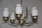 Mid-Century Italian Brass & Murano Glass Chandelier in the Style of Stilnovo, Image 1