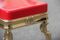 Italian Solid Brass & Red Acrylic Glass Stool, 1950s, Image 7