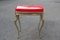 Italian Solid Brass & Red Acrylic Glass Stool, 1950s 8