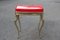 Italian Solid Brass & Red Acrylic Glass Stool, 1950s, Image 8
