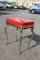 Italian Solid Brass & Red Acrylic Glass Stool, 1950s 3