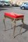 Italian Solid Brass & Red Acrylic Glass Stool, 1950s, Image 3