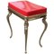 Tabouret en Laiton Massif et Verre Acrylique Rouge, Italie, 1950s 1