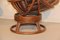 Rattan & Leather Swivel Lounge Chairs, 1960s, Set of 2, Image 8