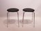 Vintage Black Leather Dot Stools by Arne Jacobsen for Fritz Hansen, 1971, Set of 2, Image 2