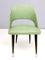 Beistellstühle mit grünem Sitz aus Skai & ebonisiertem Holzgestell, 1950er, 2er Set 1