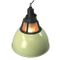Lampe à Suspension Industrielle Vintage en Émail Vert de Holophane, 1950s 6