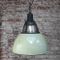 Lampe à Suspension Industrielle Vintage en Émail Vert de Holophane, 1950s 4