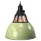 Lampe à Suspension Industrielle Vintage en Émail Vert de Holophane, 1950s 1