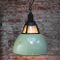 Lampe à Suspension Industrielle Vintage en Émail Vert de Holophane, 1950s 5