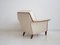 Weißer Sessel mit gebeizten Beinen und Verzierungen aus Buchenholz, 1950er 4
