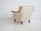 White Armchair with Stained Beech Legs and Stud Decorations, 1950s 6