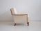 White Armchair with Stained Beech Legs and Stud Decorations, 1950s, Image 3