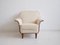 Weißer Sessel mit gebeizten Beinen und Verzierungen aus Buchenholz, 1950er 2
