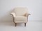 White Armchair with Stained Beech Legs and Stud Decorations, 1950s 2