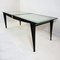Mid-Century Modern Dining Table with Black Steel Frame & Sandblasted Glass Top, 1970s 2