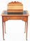 Antiker viktorianischer Schreibtisch aus Seidenholz mit Lederauflage 1