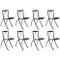 Vintage Italian Black Leather Folding Dining Chairs, Set of 8, Image 1